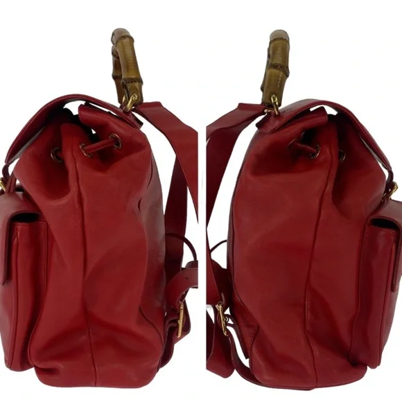 Gucci Vintage Red Leather Backpack - Rank AB Gucci | Bags | Gucci Red And Black Leather Soho Backpack  main image 4